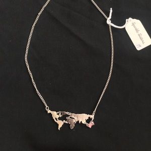 NWT World Map Necklace adjustable